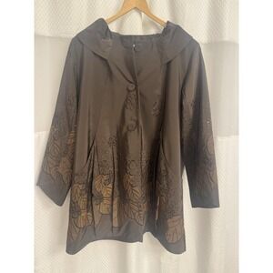 Vintage Women's Jacket Brown Fall Pockets Large Korea